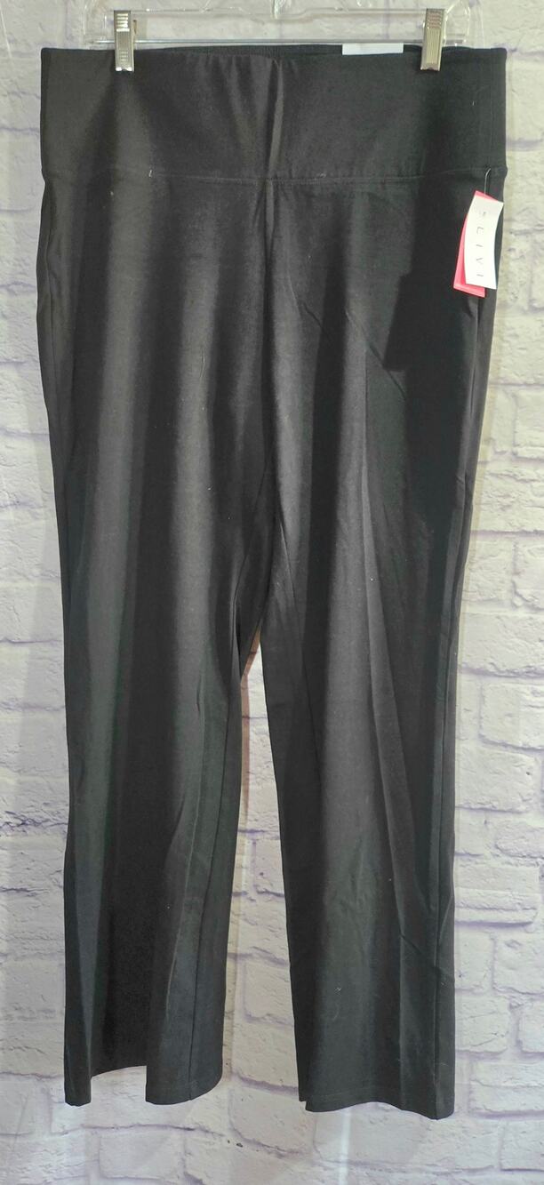 Lane Bryant LIVI Black Signature Stretch Pull On Pants 14/16 NWTS Flat Front